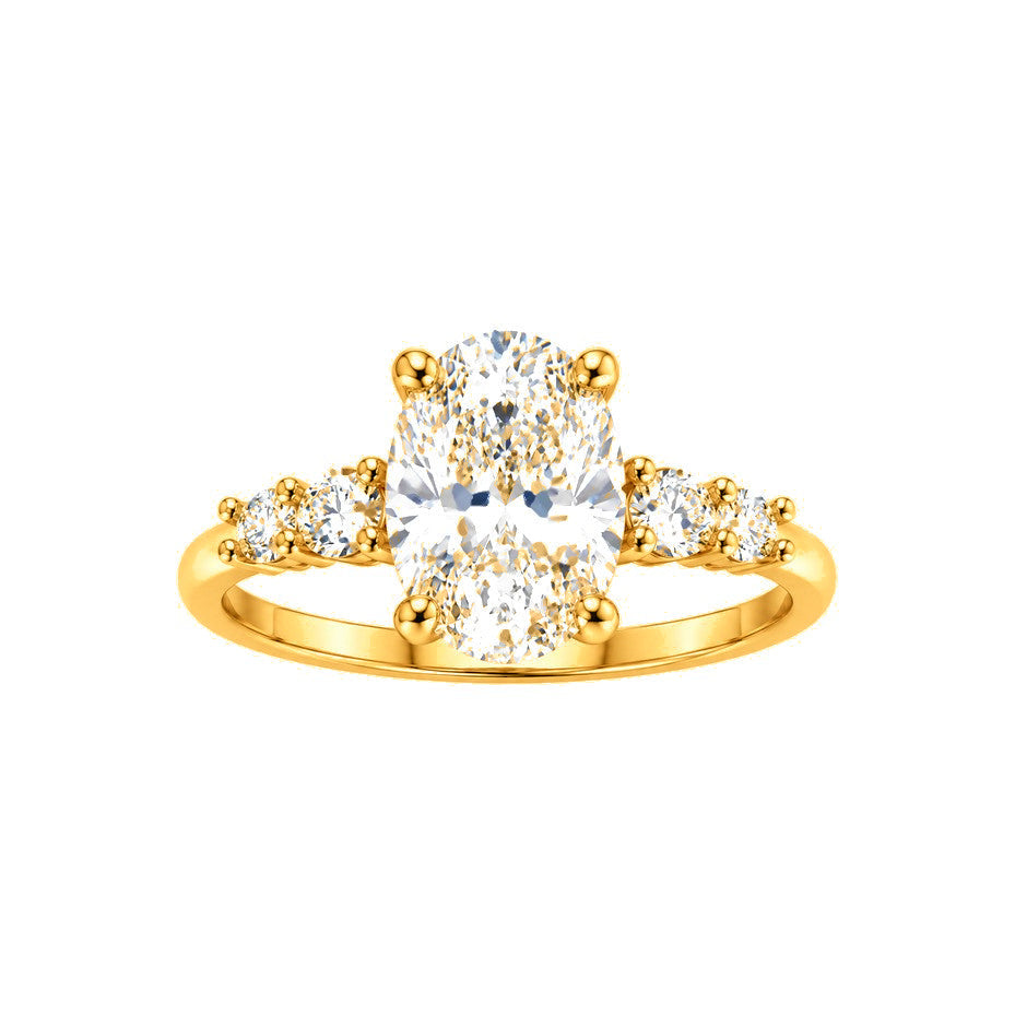 Anillo de Matrimonio Dama Oro 10k Oval con Laterales Graduados