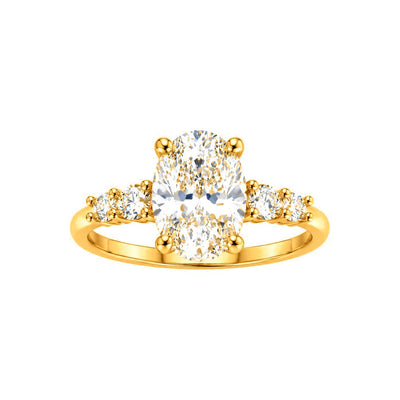 Anillo de Matrimonio Dama Oro 10k Oval con Laterales Graduados