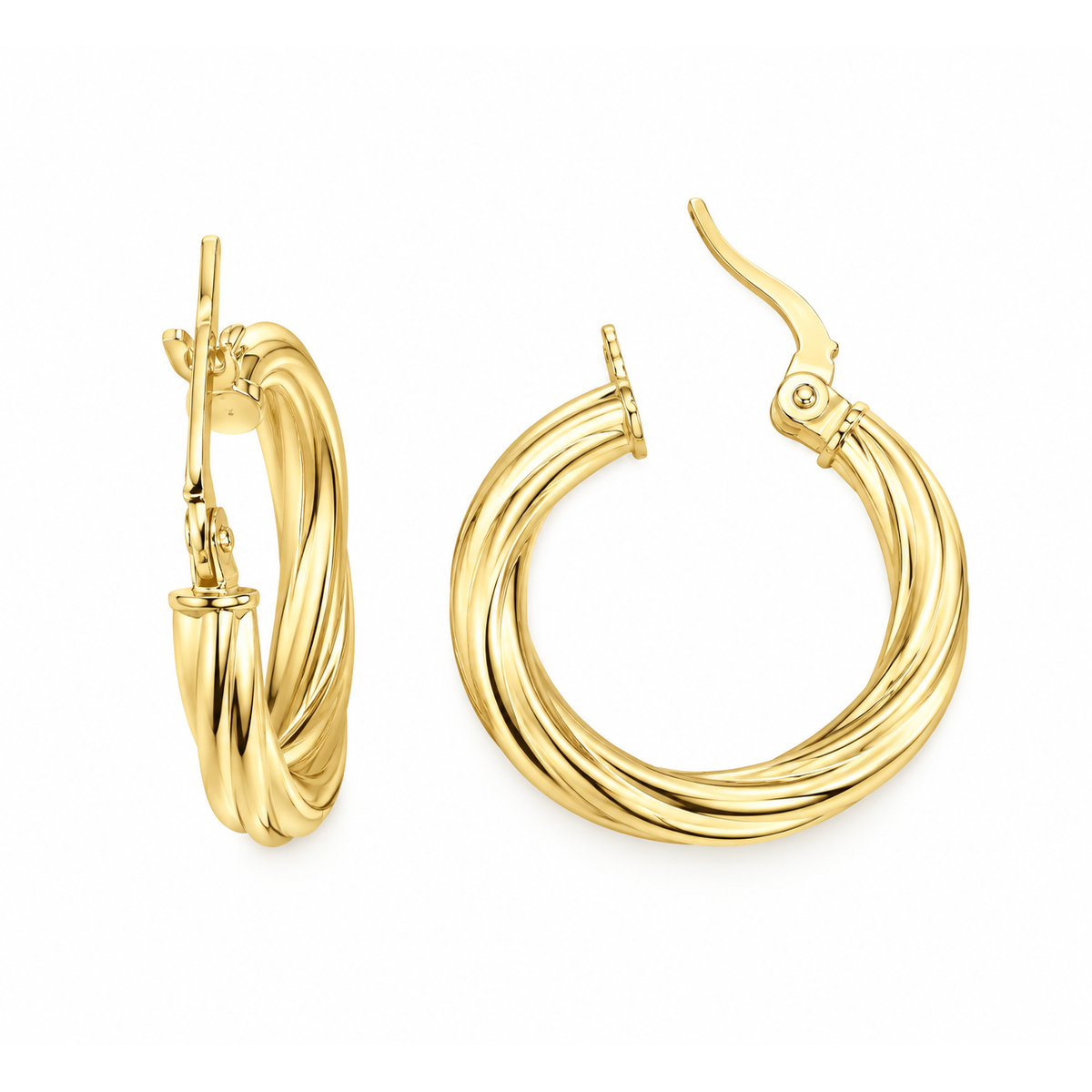 3mm x 20mm Aretes de Dama Oro 10k Argolla Torcida