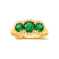 Anillo de Dama Oro 10k Trilogía Verde con Halo