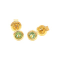 5mm Aretes de Dama Oro 14k Redondos con Peridoto