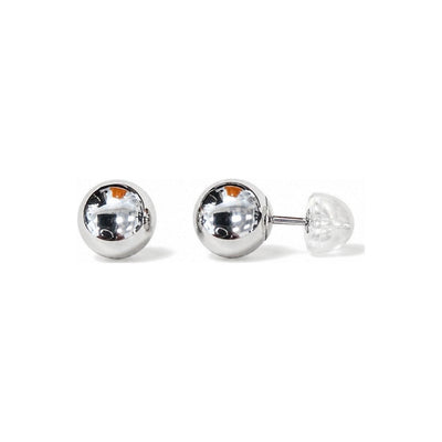 Aretes de Dama Oro Blanco 14k Bolita Lisa Grande