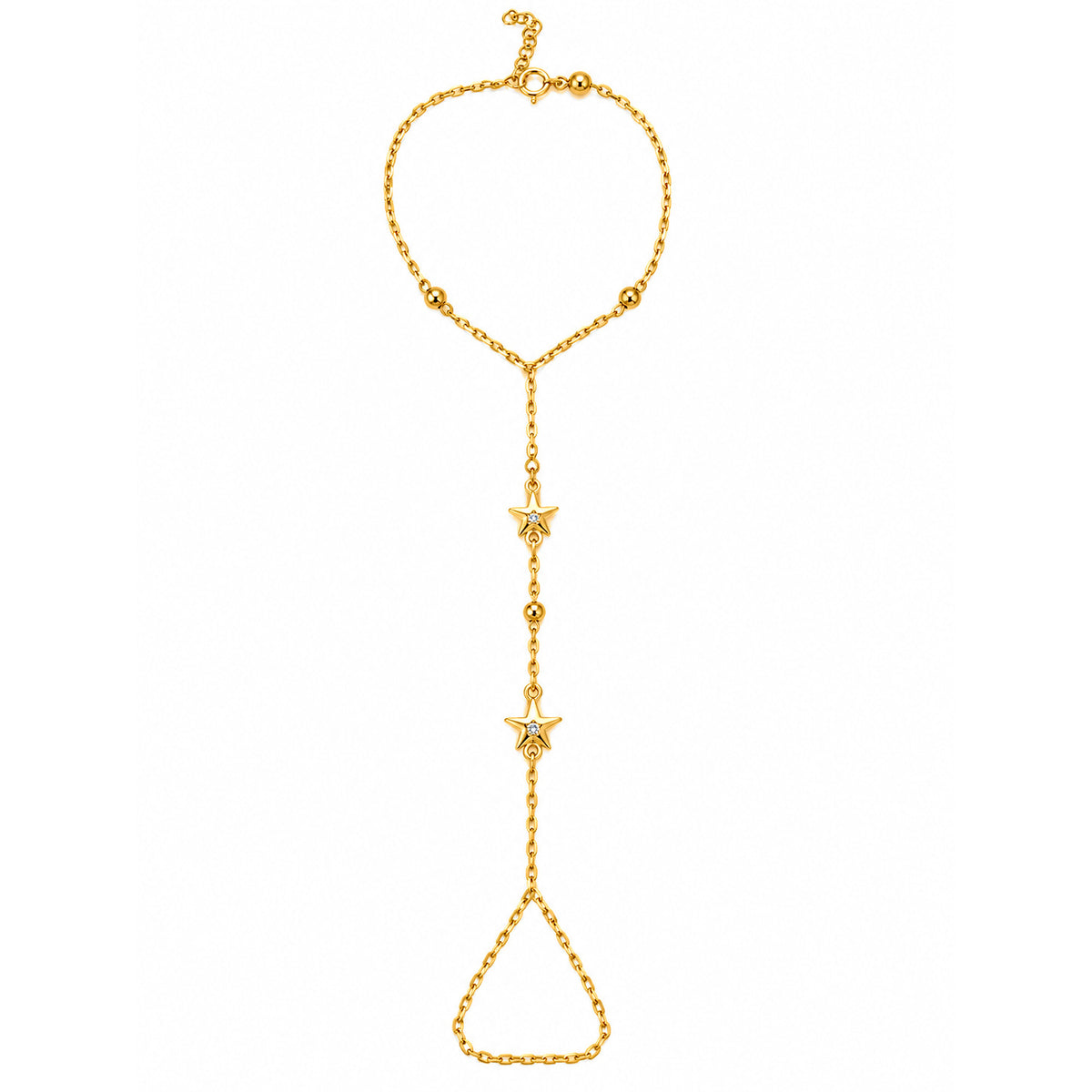 Brazalete de Dama Oro 10k de Mano con Estrellas