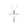 Collar Oro Blanco 14k Cruz Pavé con Diamantes Naturales