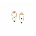 10x16mm Aretes de Dama Oro 14k Cadenas Colgantes con Zafiros y Diamantes Naturales