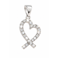 9.6x19.3mm Dije Corazón Cruzado Oro Blanco 14k con Circonios