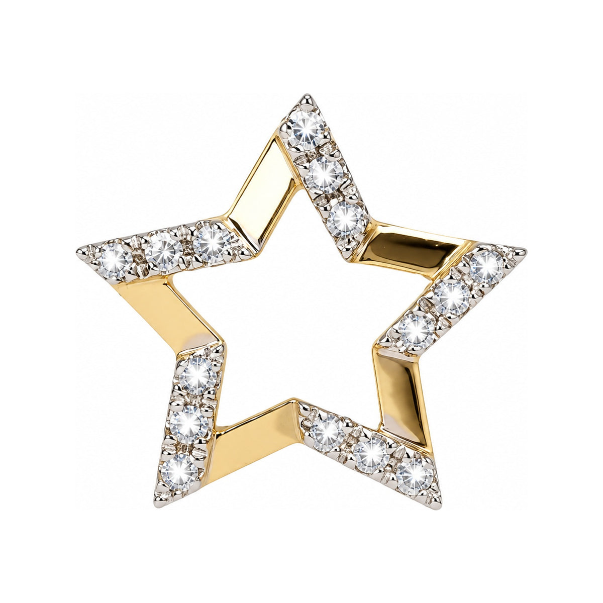 10mm Dije Oro 14k Estrella Pavé con Diamantes Naturales