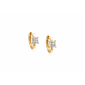 11mm Aretes de Dama Oro 14k Huggie con Racimo Cuadrado de Diamantes Naturales