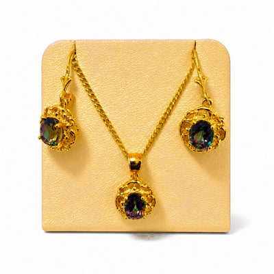 Set Oro 14k Topacio Místico Natural