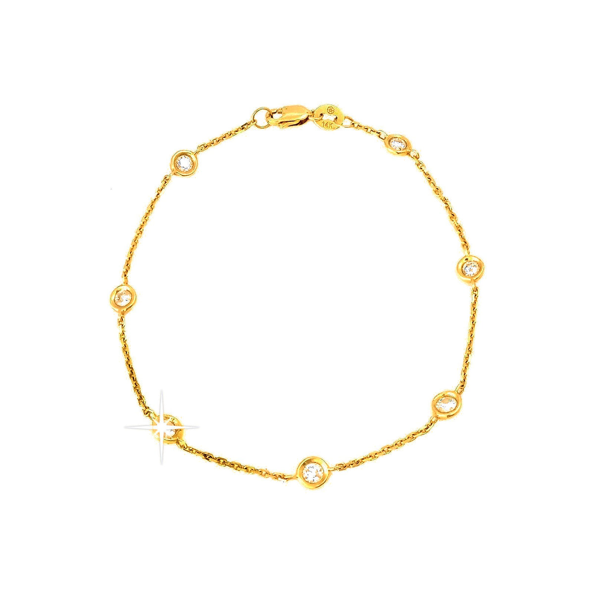 Brazalete de Dama Oro 14k Redondos con Diamantes Naturales