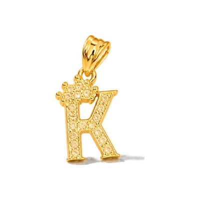 Dije Letra K Coronada con Circonios Oro 10k