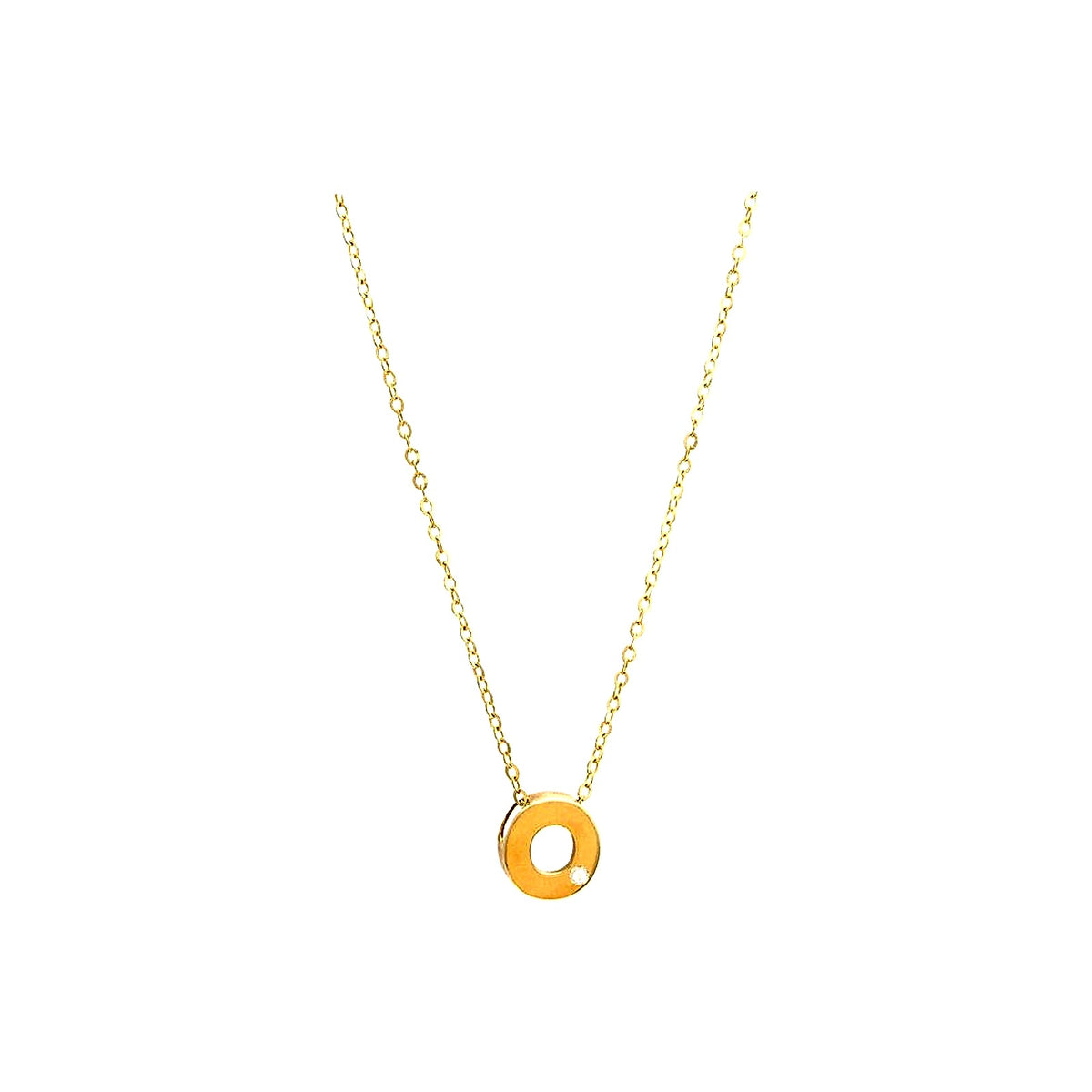 8mm Collar Oro 14k Inicial con Diamantes Naturales