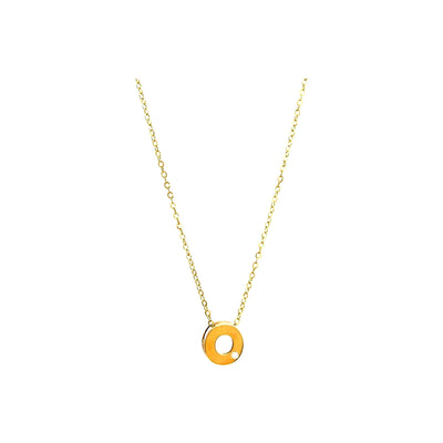 8mm Collar Oro 14k Inicial con Diamantes Naturales