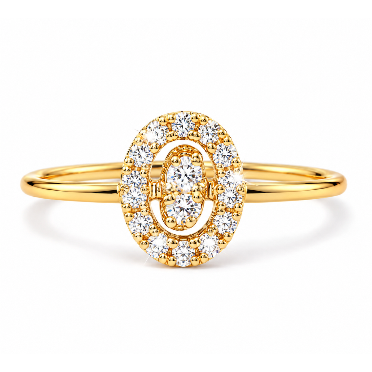 Anillo de Dama Oro 14k Ovalado Pavé Diamante Natural