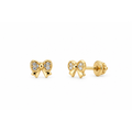 Aretes para Bebé Oro 14k Moño con Circonios y Lazos