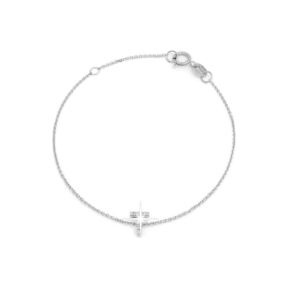 Brazalete de Dama Oro Blanco 14k Inicial con Diamantes Naturales