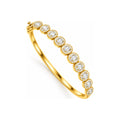 Brazalete de Dama Oro 14k Rígido Óvalos Baguette con Halo de Diamantes Naturales