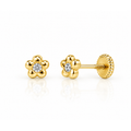 Aretes para Bebé Oro 14k Flor Abultada con Circonio