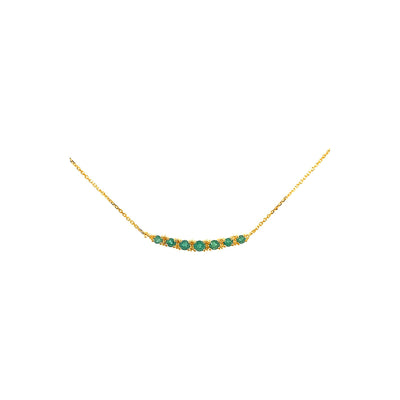 21mm Collar Oro 14k Barra con Esmeralda y Diamantes Naturales