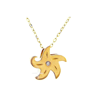 11mm Collar Oro 14k Estrella con Diamantes Naturales