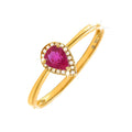 5x7mm Anillo de Dama Oro 14k Gota con Rubí y Diamantes Naturales