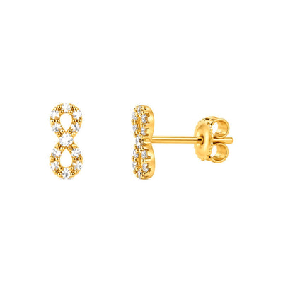 Aretes de Dama Oro 14k Infinito con Circonios