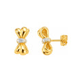 Aretes de Dama Oro 10k Moño Abombado con Circonios