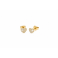 5mm Aretes de Dama Oro 14k Corazón Pequeño con Pavé de Diamantes Naturales