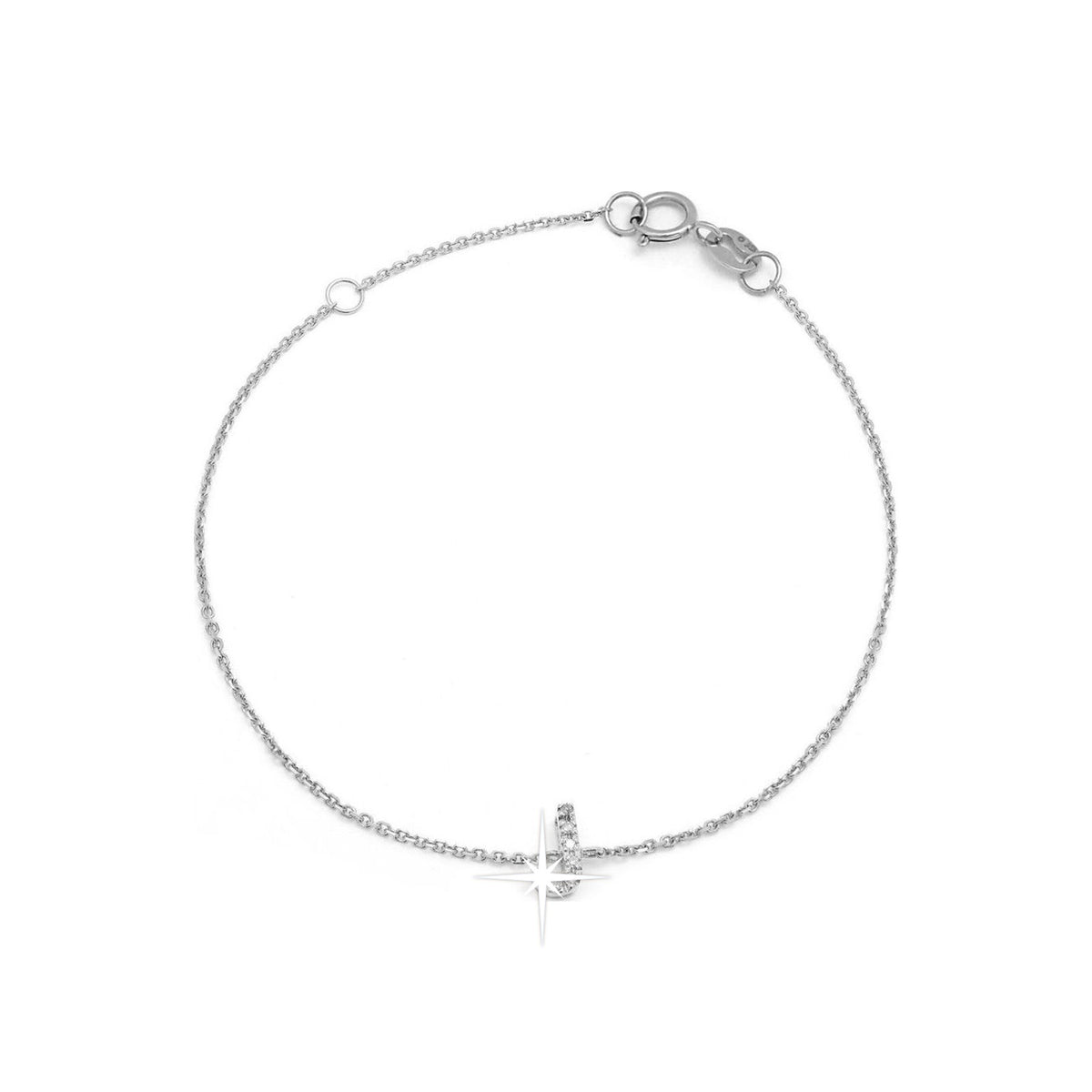 Brazalete de Dama Oro Blanco 14k Inicial con Diamantes Naturales