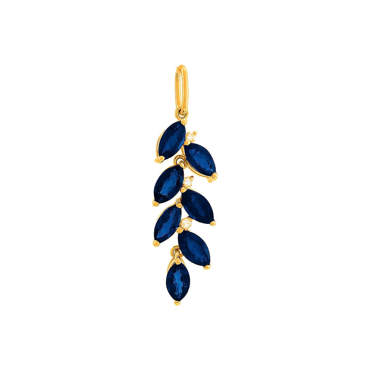 9x24mm Dije Oro 14k Marquesa con Zafiro y Diamantes Naturales