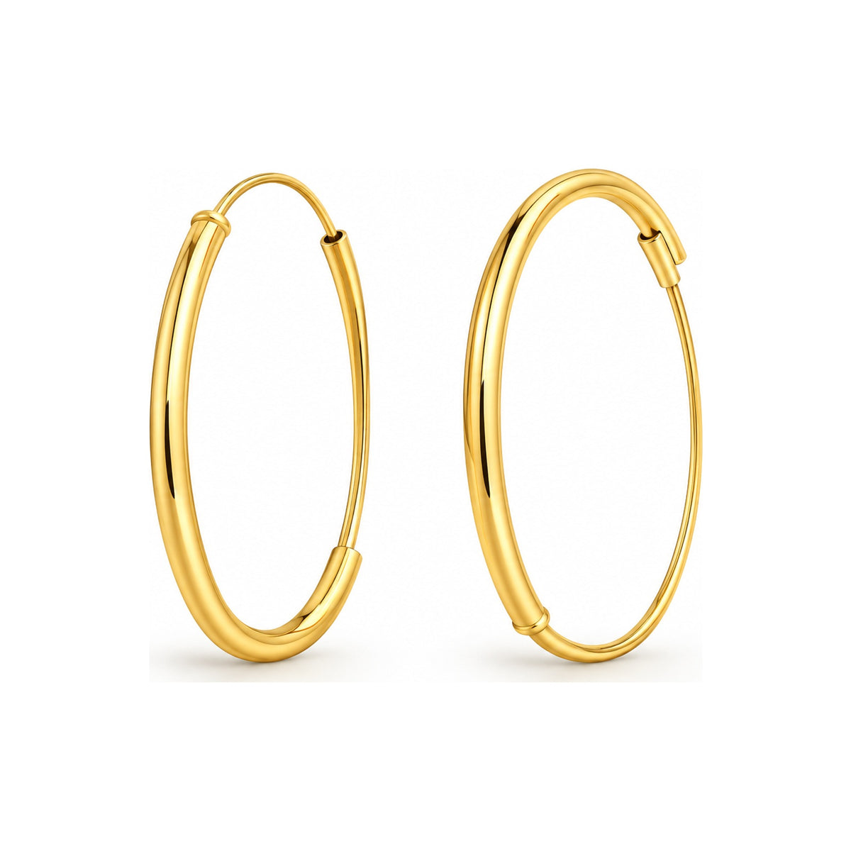 Aretes de Dama Oro 14k Argolla Tubular Sin Fin