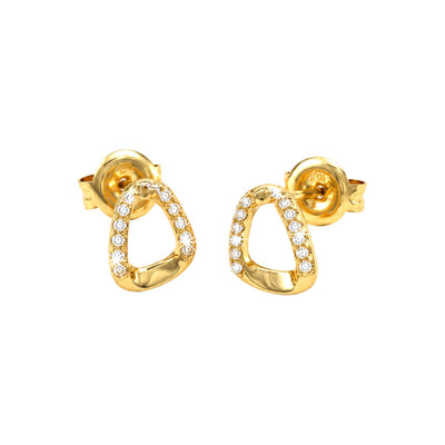 6x8mm Aretes de Dama Oro 14k Aro Triangular Calado con Diamantes Naturales