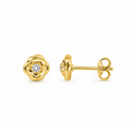 Aretes de Dama Oro 14k Flor Rosa con Circonio