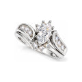 Anillo de Matrimonio Dama Oro Blanco 10k Marquesa y Canal con Diamantes Naturales