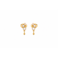 3x10mm Aretes de Dama Oro 14k Cluster con Gota Colgante y Diamantes Naturales