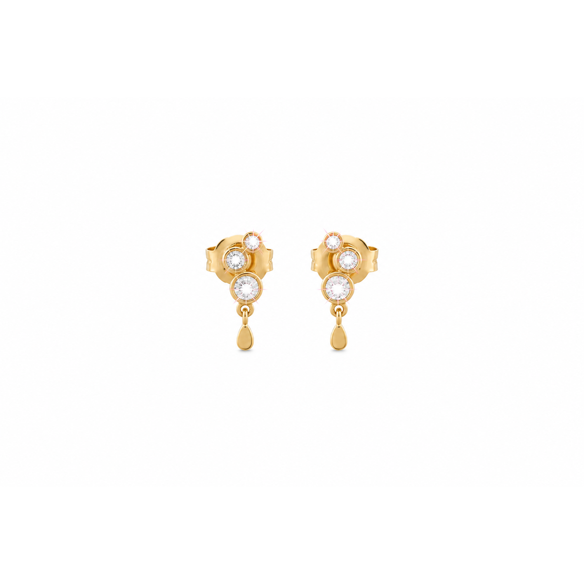 3x10mm Aretes de Dama Oro 14k Cluster con Gota Colgante y Diamantes Naturales