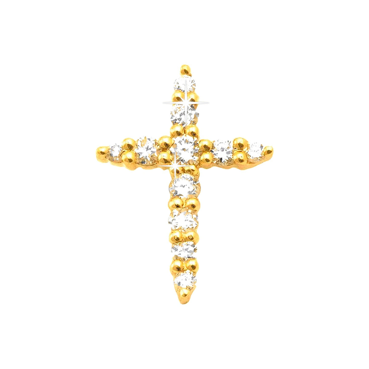 12.19mm Dije Oro 14k Cruz con Diamantes Naturales