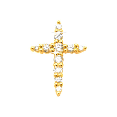 12.19mm Dije Oro 14k Cruz con Diamantes Naturales