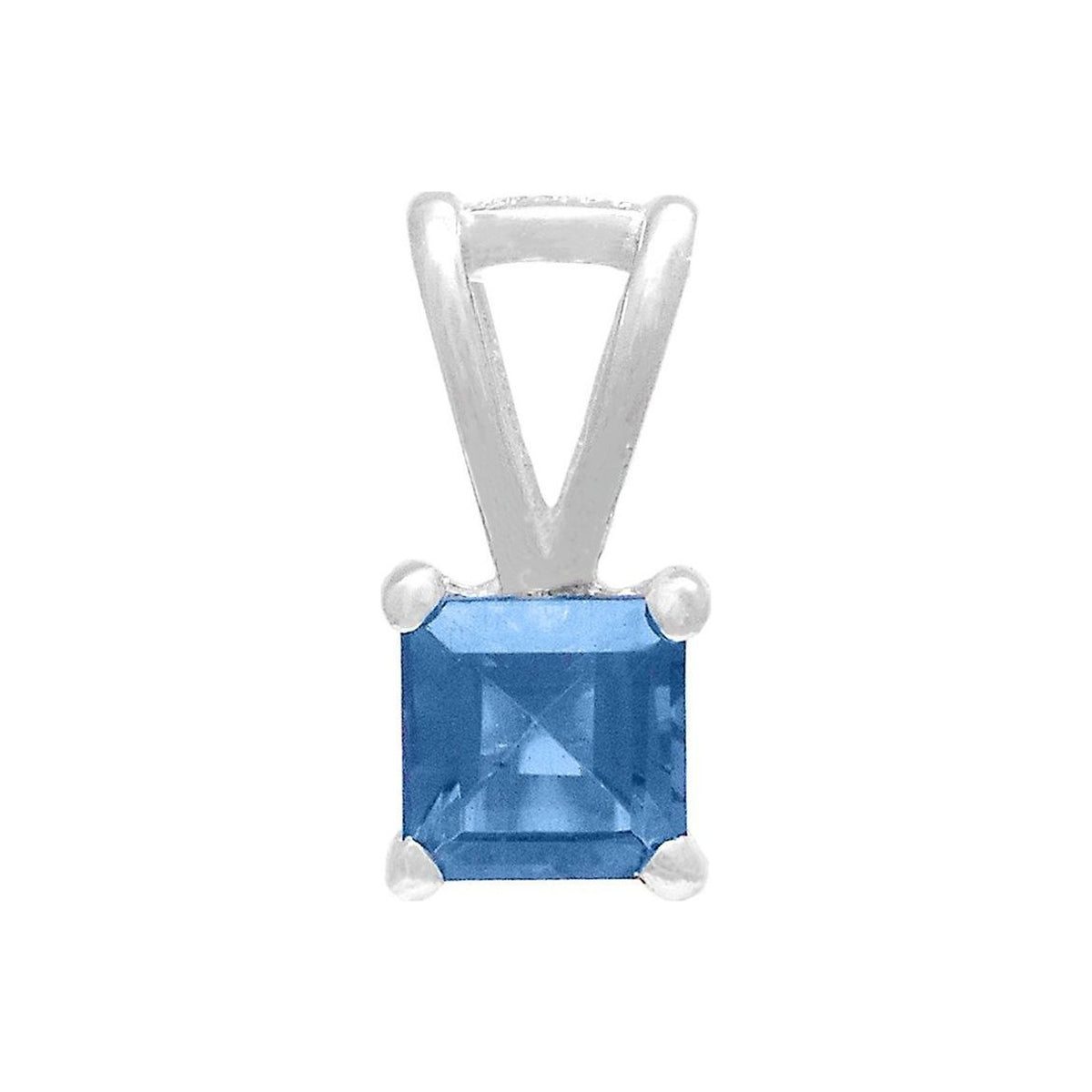 Dije Oro Blanco 14k Cuadrados con Topacio Azul