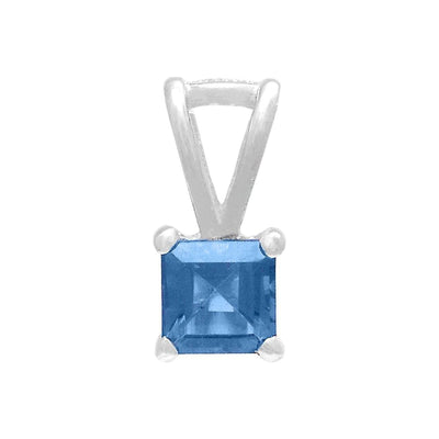 Dije Oro Blanco 14k Cuadrados con Topacio Azul