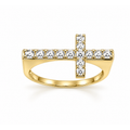 Anillo de Dama Oro 14k Cruz Lateral Pavé