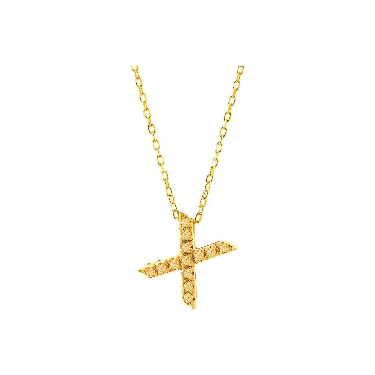 7mm Collar Oro 14k Inicial Pavé con Diamantes Naturales