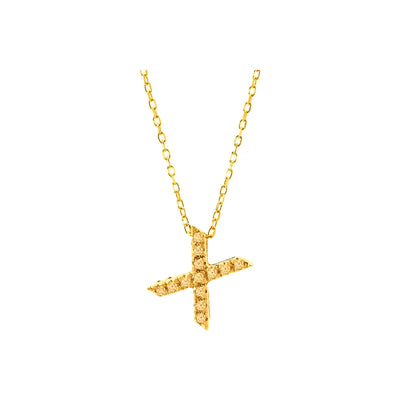 7mm Collar Oro 14k Inicial Pavé con Diamantes Naturales