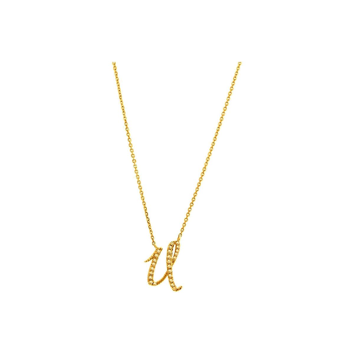 12.2mm Collar Oro 14k Inicial Pavé con Diamantes Naturales