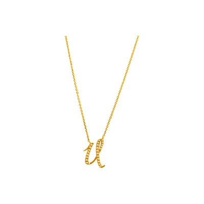 12.2mm Collar Oro 14k Inicial Pavé con Diamantes Naturales