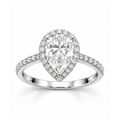 Anillo de Matrimonio Dama Halo Pera con Banda Pavé Moissanite 3ct S925
