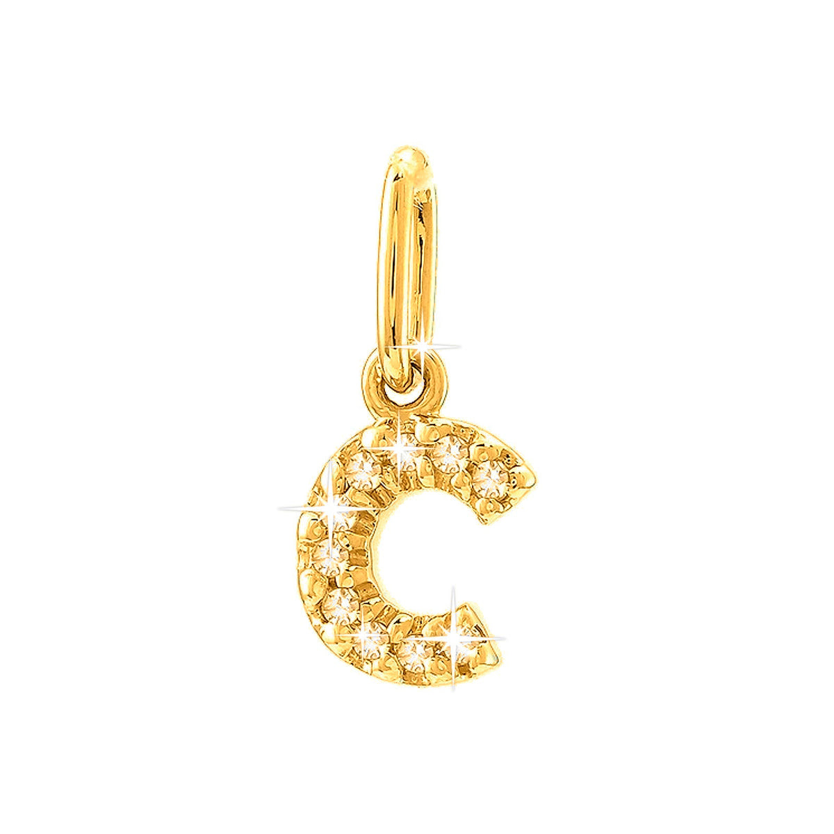 12mm Dije Oro 14k Inicial Pavé con Diamantes Naturales