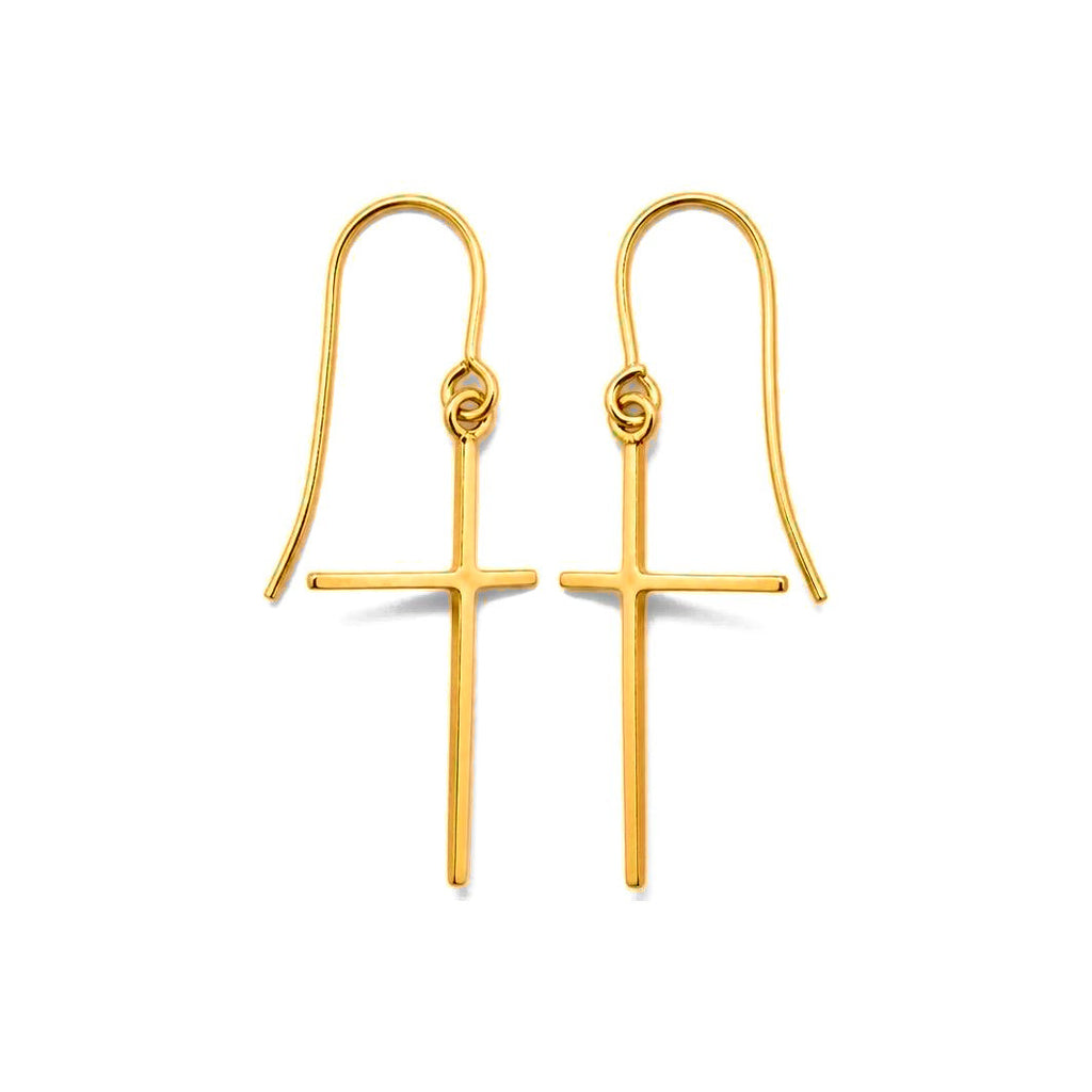 Aretes de Dama Oro 10k Cruz Colgante