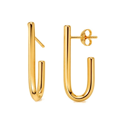 Aretes de Dama Oro 10k Argolla Alargada