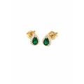 5x6mm Aretes de Dama Oro 14k Esmeralda Pera con Halo de Diamantes Naturales